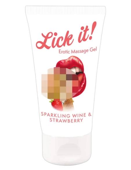 Jedlý lubrikant šampaňské-jahoda Lick it! 2in1 50ml