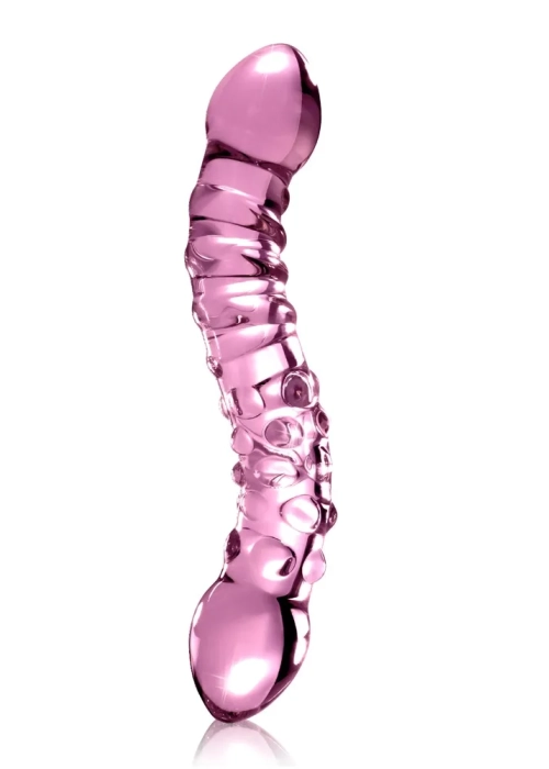 Dvojité skleněné dildo pro bod G Pipedream Icicles No. 55 růžové