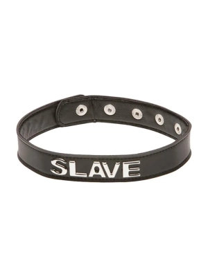 Otrokařský obojek s nápisem SLAVE X-Play