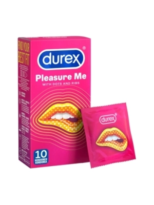 Durex Pleasure Me kondómy s rebrovaním a bodkami 10 ks