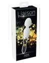 Liaison Wand - dobíjecí LED vibrátor ze silikonového skla (průsvitný - bílý)