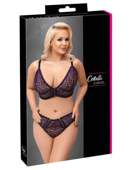 Cottelli Curves Plus Size - průsvitná podprsenka (fialová)