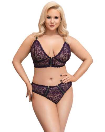 Cottelli Curves Plus Size - průsvitná podprsenka (fialová)