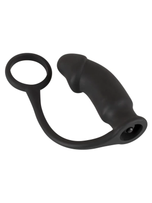 Anální vibrátor s kroužkem na penis Black Velvet černý