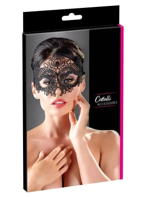 Černá vyšívaná krajková maska Cottelli Collection