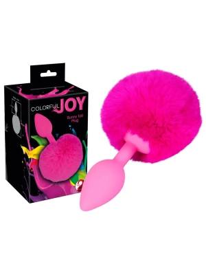 Silikonový anální kolík s ocasem Butt Plug Colorful Joy Bunny Tail