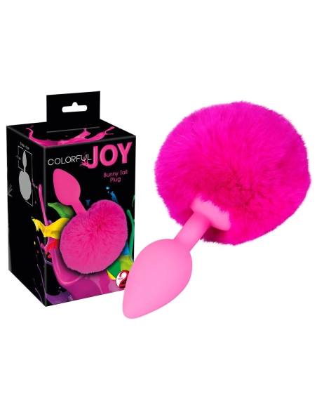 Silikonový anální kolík s ocasem Butt Plug Colorful Joy Bunny Tail