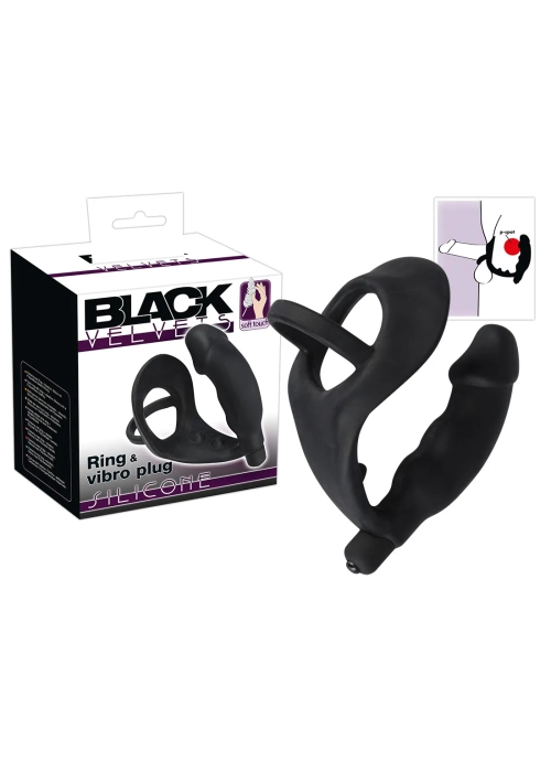 Kroužek na penis s análním vibrátorem You2Toys Black Velvets Ring& Vibro Plug