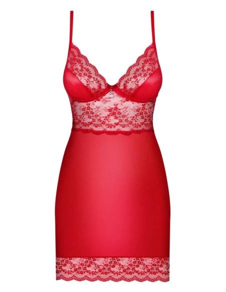 Červená košilka Obsessive Lovice Lace Nightwear with Tangle